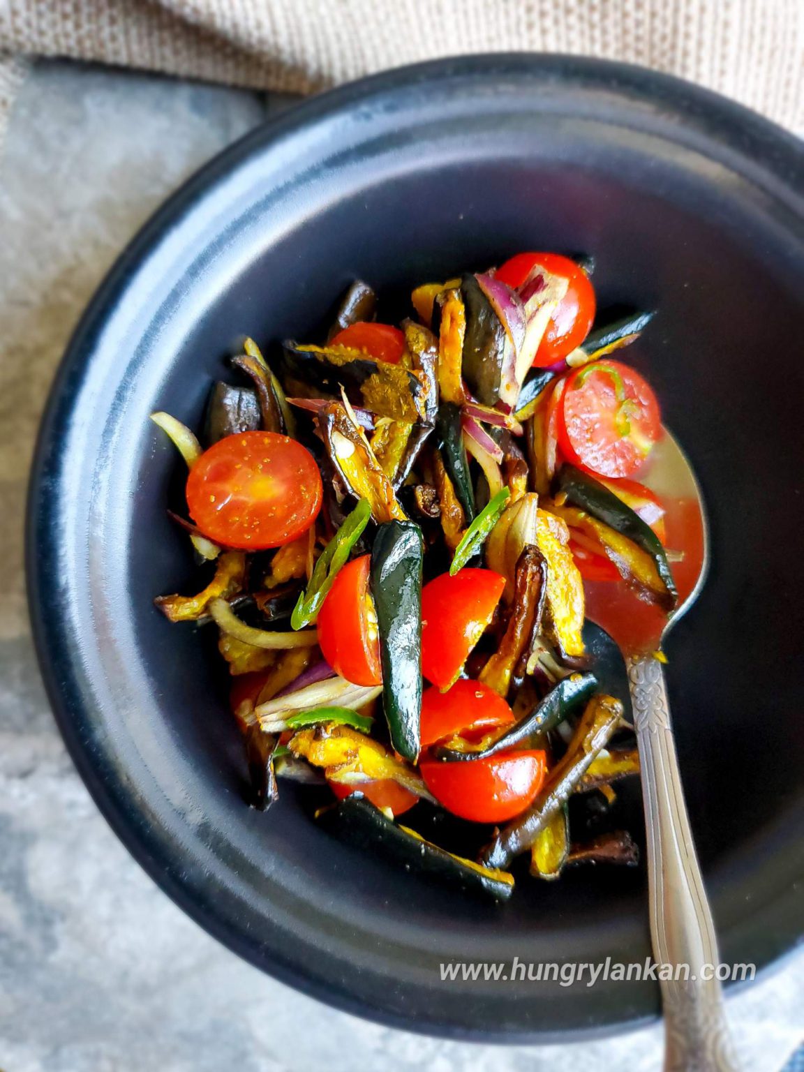 Airfried eggplant salad Hungry Lankan