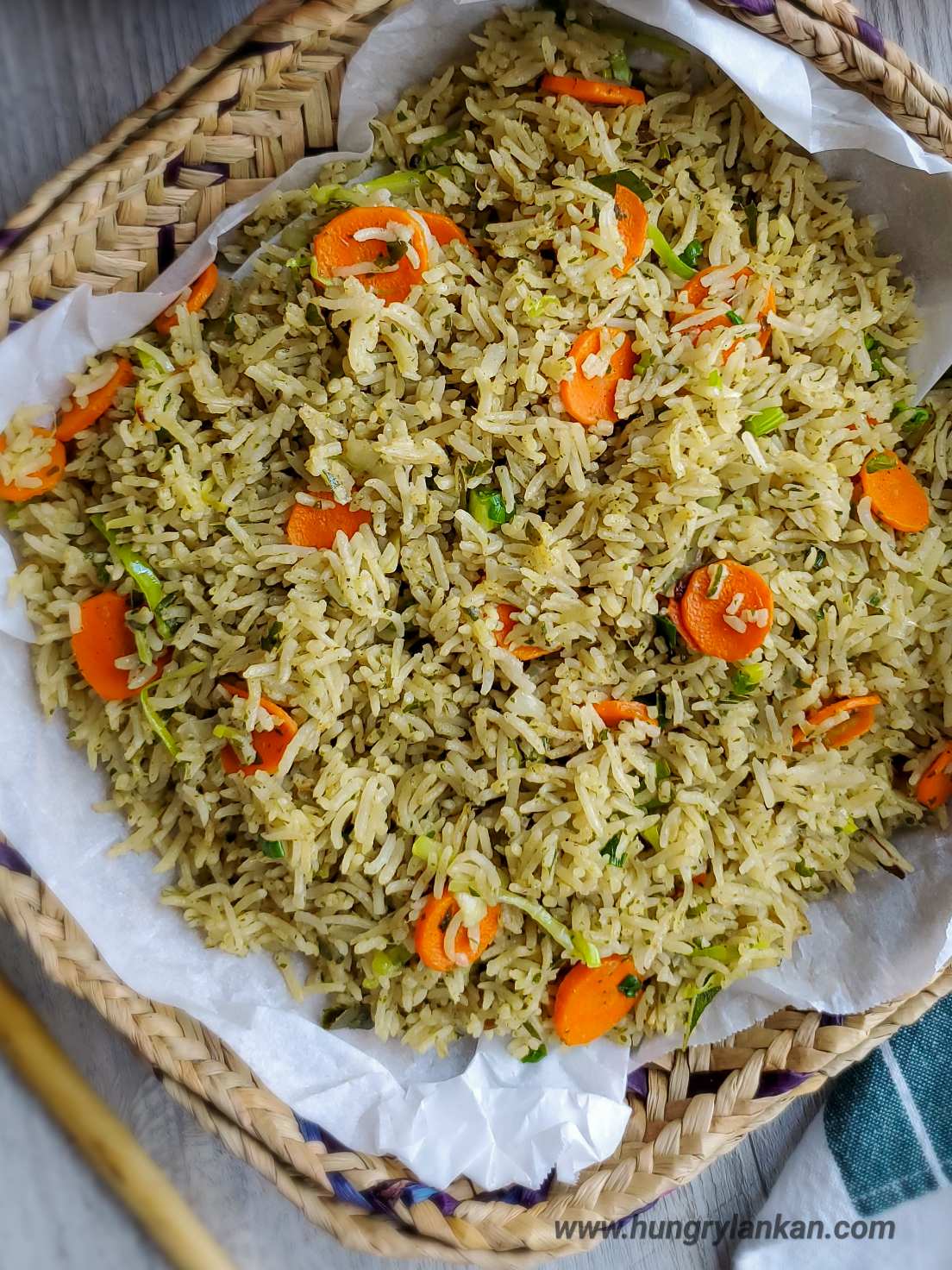 Curry Leaves rice with vegetables - Hungry Lankan