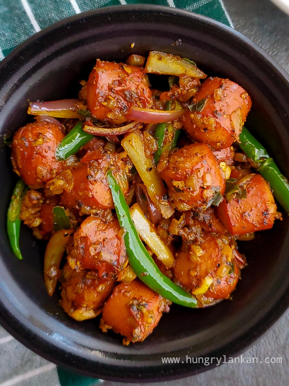 Sausage / Hot dog Stirfry Hungry Lankan