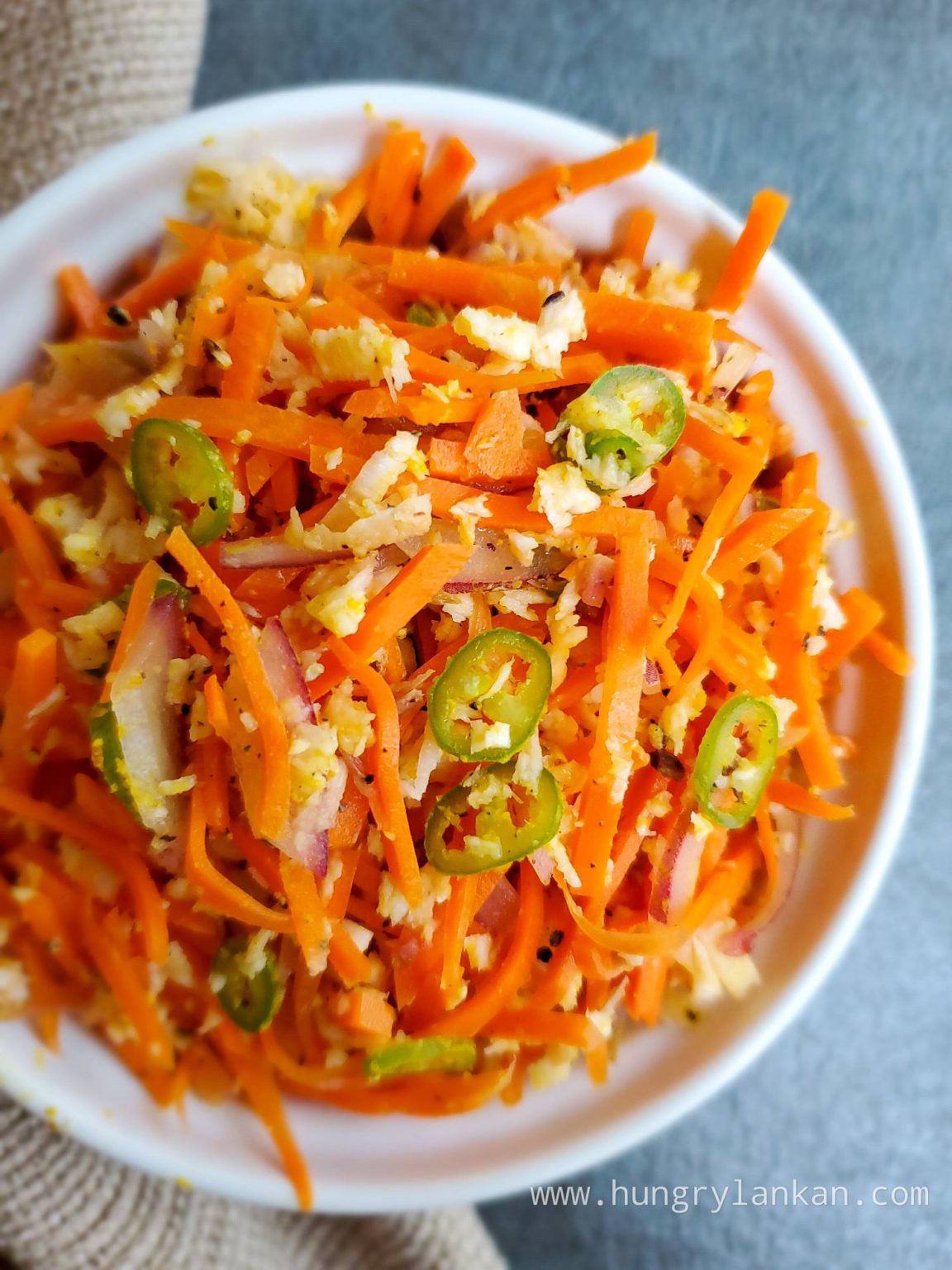 Sri Lankan Carrot Salad/Sambola Hungry Lankan