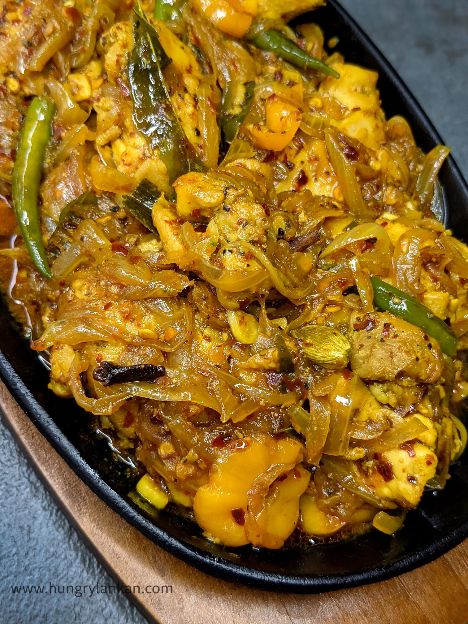 Easy Spicy Stir-fried Chicken - Hungry Lankan