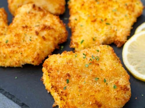 Air frying breaded cod process