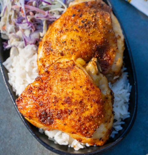 Air Fryer Bone in Skin on Chicken thighs