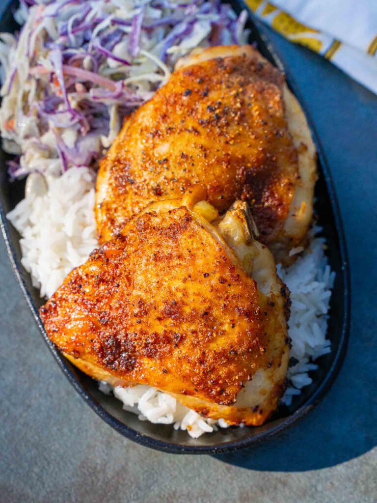 Air Fryer Bone in Skin on Chicken thighs